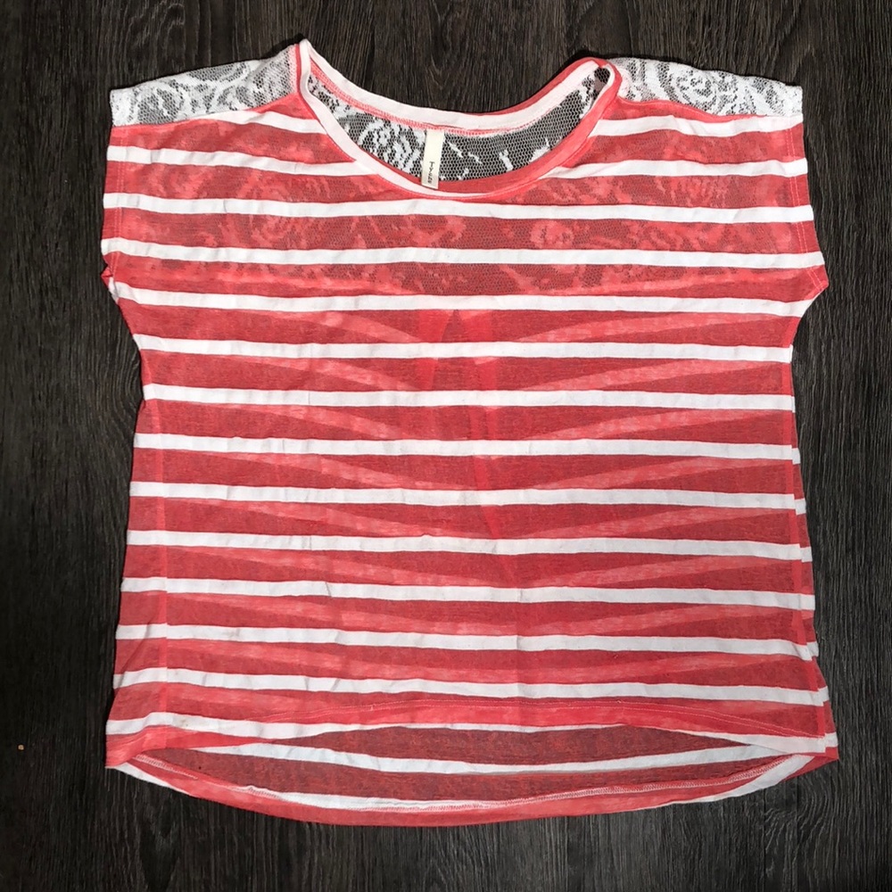 Tyche Basics Striped Lace Back Top